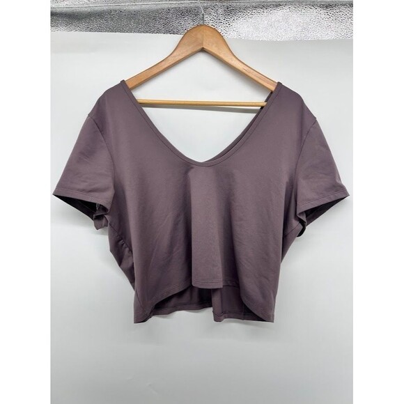 Women's Plus Size 2X Under Armour Gray Cropped Performance Top Short Sleeve - Picture 6 of 6